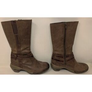 Merrell Luxe Whip Mid Calf Boots Brown Leather Women's Size 7 Shoes Zip J48536